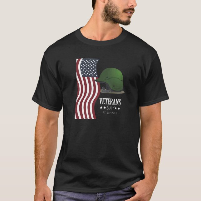 VETERAN'S Day US American Helmet America Service H T-Shirt (Front)