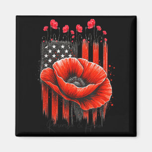 Veterans Day Usa Memorial Day Red Poppy Flower Magnet
