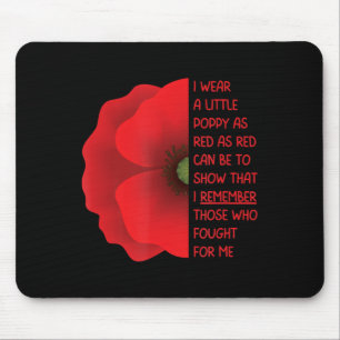 Veterans Day USA Memorial Lest We Forget Red Poppy Mouse Pad