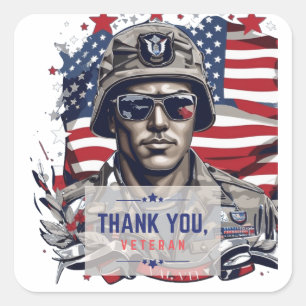 Veterans Day Valour - In Gratitude and Respect Square Sticker
