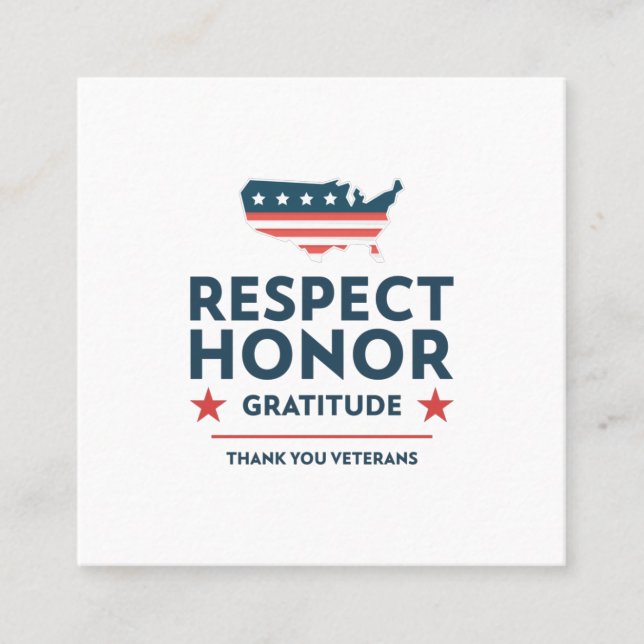 veterans day with a gratitude slogan square business card (Front)