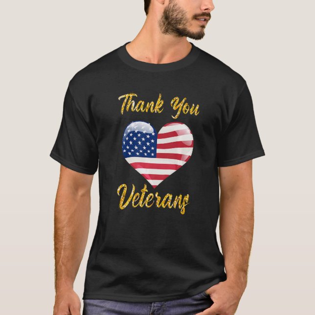Veterans Day with American flag for Men Dad Women  T-Shirt (Front)
