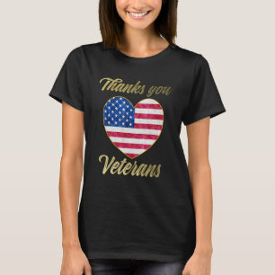Veterans Day with American flag for Men Dad Women  T-Shirt