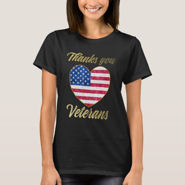 Veterans Day with American flag for Men Dad Women  T-Shirt (Front)