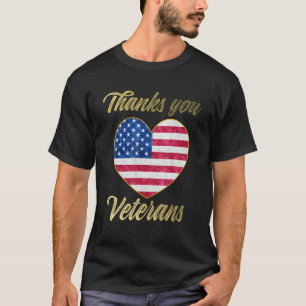 Veterans Day with American flag for Men Dad Women  T-Shirt