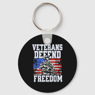 Veterans defend freedom us patriotic army soldier key ring