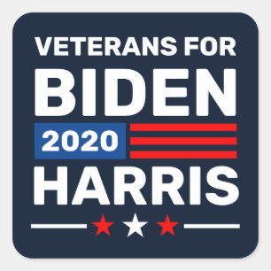 Veterans for Biden Harris 2020 Election Vote Blue Square Sticker