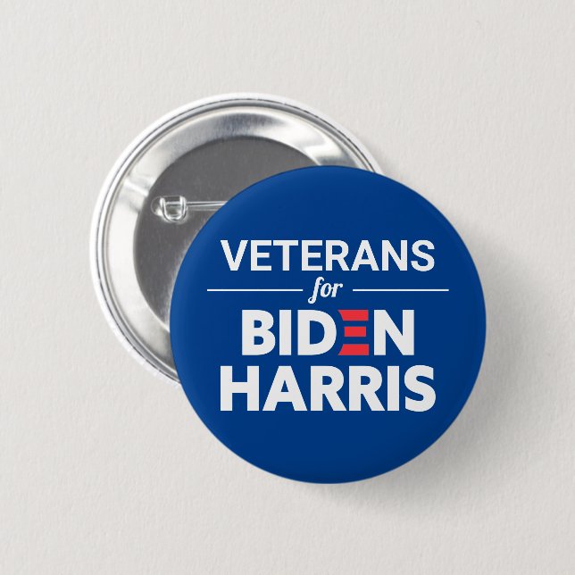 Veterans for Biden Harris Custom Text Blue 6 Cm Round Badge (Front & Back)