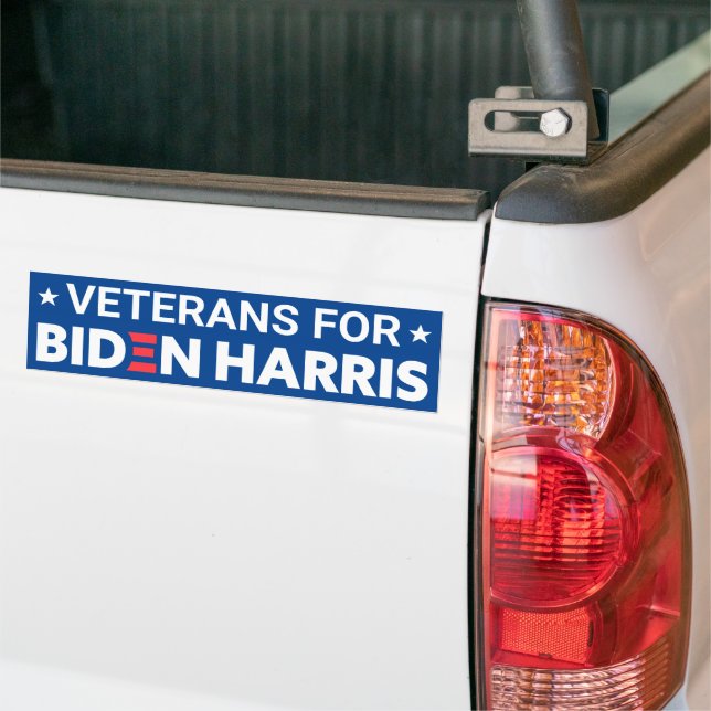 Veterans for Biden Harris Custom Text Blue Bumper Sticker (On Truck)