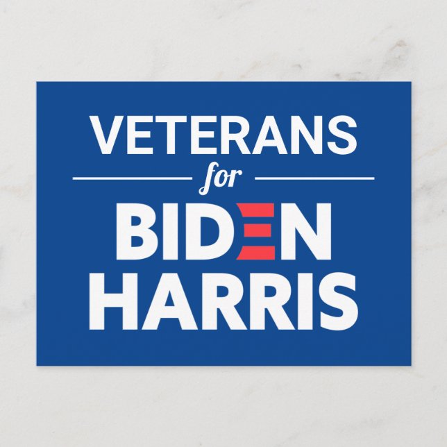 Veterans for Biden Harris Custom Text Blue Postcard (Front)