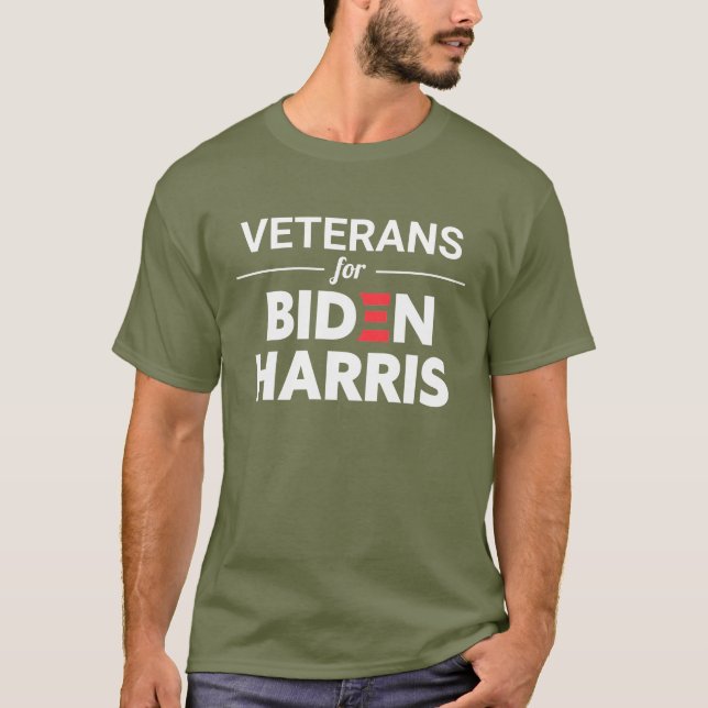 Veterans for Biden Harris Custom Text Green T-Shirt (Front)