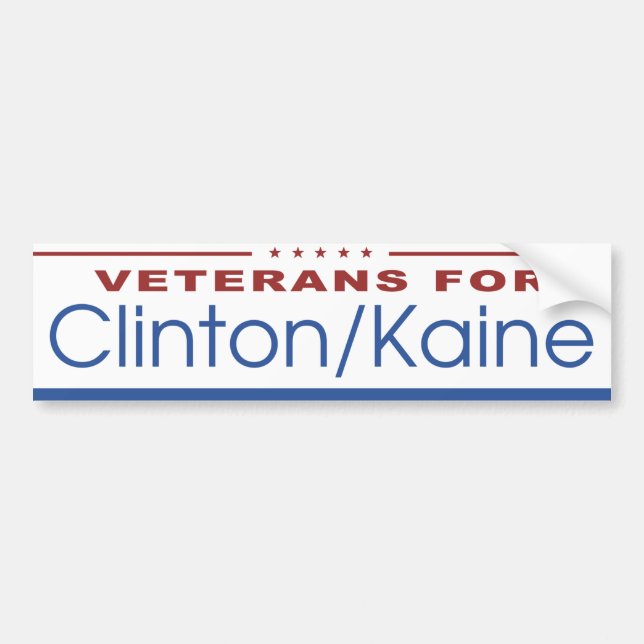 Veterans for Clinton / Kaine 2016 Bumper Sticker (Front)