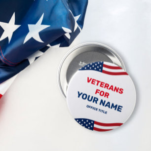 Veterans for Custom Candidate Name Campaign Button