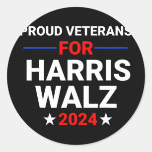 Veterans For Harris W 2024 1 Classic Round Sticker