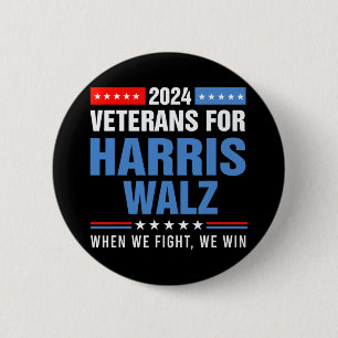 Veterans For Harris W 2024 Presidential Campaign 6 Cm Round Badge