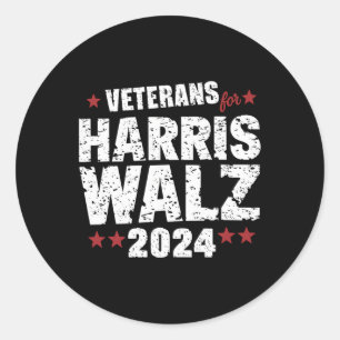Veterans For Harris Waltz 2024  Classic Round Sticker