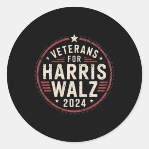 Veterans For Harris Waltz Wheimer 2024 American Fl Classic Round Sticker