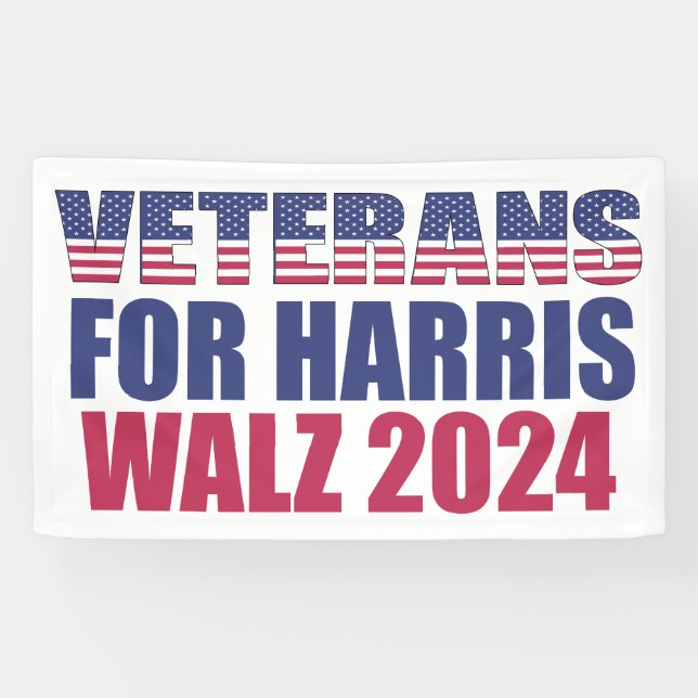 Veterans for Harris Walz 2024 Election Patriotic Banner (Horizontal)