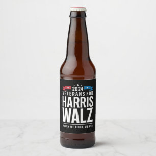 Veterans For Harris Walz 2024 Presidential Beer Bottle Label
