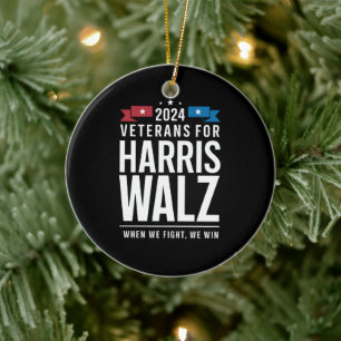 Veterans For Harris Walz 2024 Presidential Ceramic Ornament