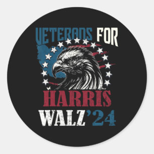 Veterans For Harris Wheimer 2024 Vote Tim W Kamala Classic Round Sticker