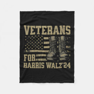 Veterans For Harris Wheimer Waltz 2024 Presidentia Fleece Blanket