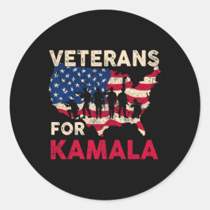 Veterans For Kamala American Flag Army Support Kam Classic Round Sticker