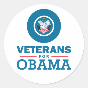 Veterans for Obama Classic Round Sticker