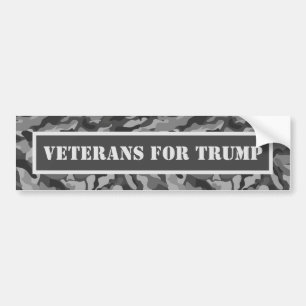 Veterans for TRUMP Grey Camo Pattern Bumper Sticker