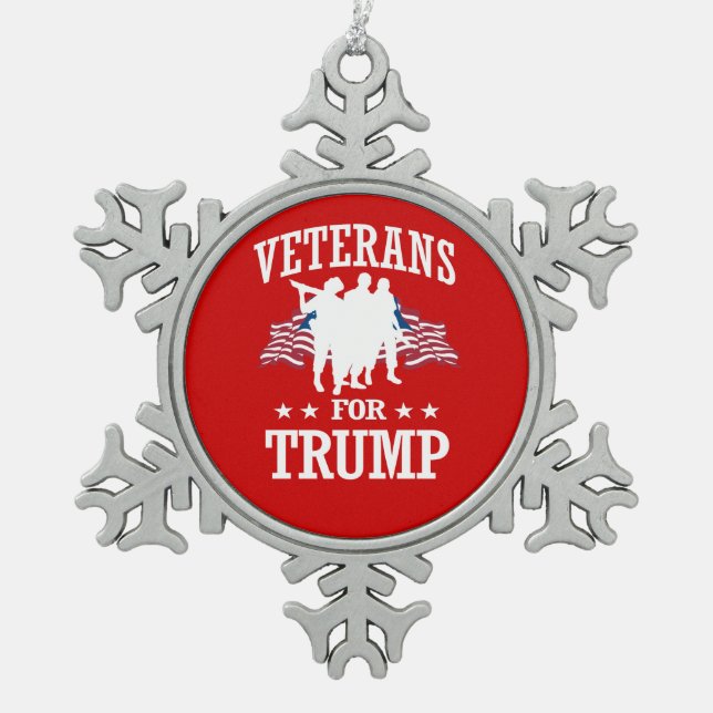 VETERANS FOR TRUMP SNOWFLAKE PEWTER CHRISTMAS ORNAMENT (Front)