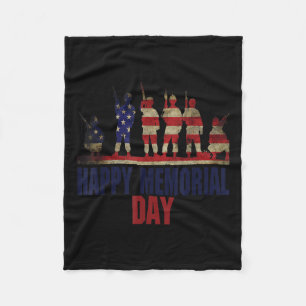 Veterans Happy Memorial Day Flag Fleece Blanket