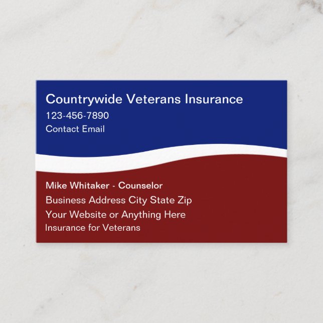 Veterans Insurance Services Patriotic  Business Card (Front)