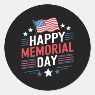 Veterans Memorial Day Patriot Flag Happy Memorial Classic Round Sticker