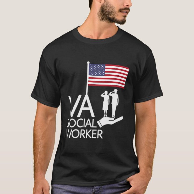 Veterans Saluting The Flag Supported By Va Social  T-Shirt (Front)