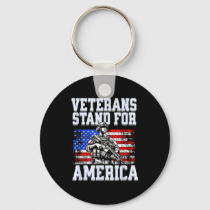 Veterans stand for america patriotic army soldier key ring