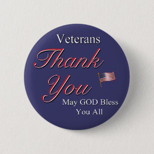 Veterans, Thank You, 6 Cm Round Badge