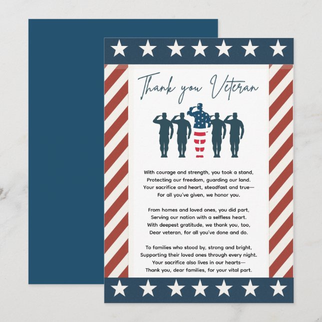Veterans Thank You | Patriotic Appreciation (Front/Back)