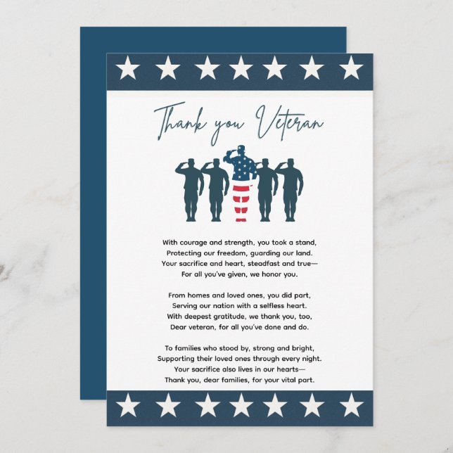 Veterans Thank You | Patriotic Appreciation (Front/Back)