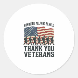 Veterans Thank You Patriotic Military Flag Shirt D Classic Round Sticker