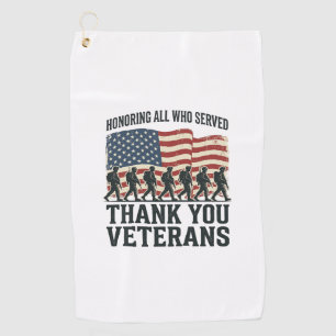 Veterans Thank You Patriotic Military Flag Shirt D Golf Towel