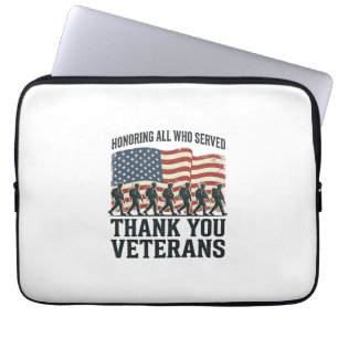 Veterans Thank You Patriotic Military Flag Shirt D Laptop Sleeve