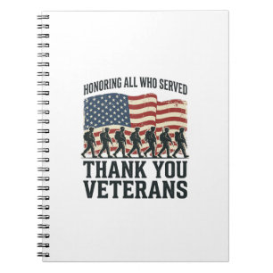 Veterans Thank You Patriotic Military Flag Shirt D Notebook