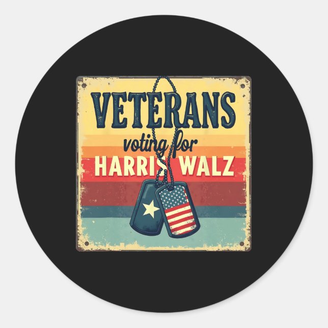 Veterans Voting For Harris Wheimer  Classic Round Sticker (Front)