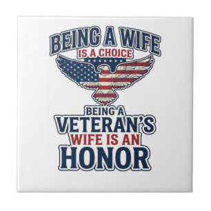 Veterans Wife Honour Patriotic Eagle Shirt Ceramic Tile