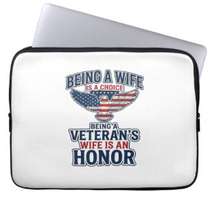 Veterans Wife Honour Patriotic Eagle Shirt Laptop Sleeve