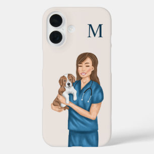 Veterinarian Animal Doctor Vet And Dog Monogram iPhone 16 Case