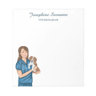 Veterinarian Animal Doctor Vet Woman With A Puppy Notepad