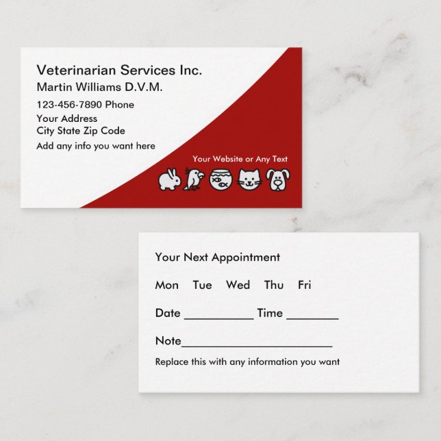 Veterinarian Appointment Business Cards (Front/Back)