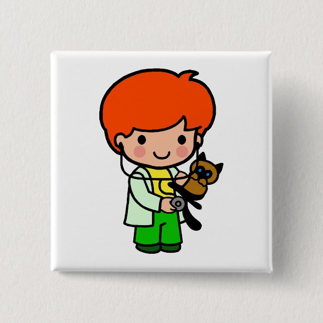 Veterinarian Boy 15 Cm Square Badge (Front)