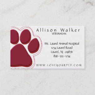 Veterinarian Business Card in Red